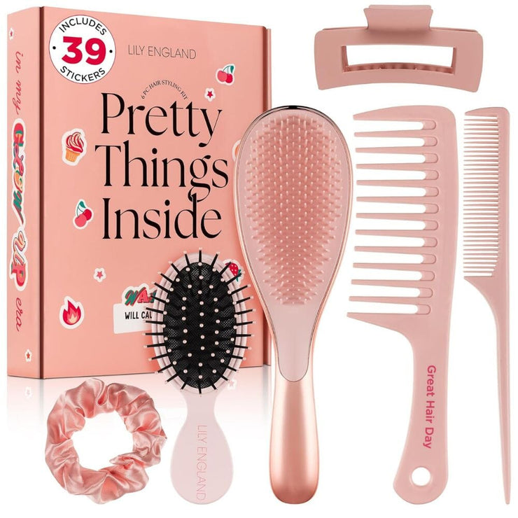 Trendy Hair Brush Set - Peachy Pink