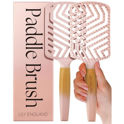 Flexible Wooden Paddle Brush - Pinky Peach