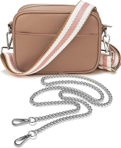 Ladies Cross Body Bag - Brown/Stripe