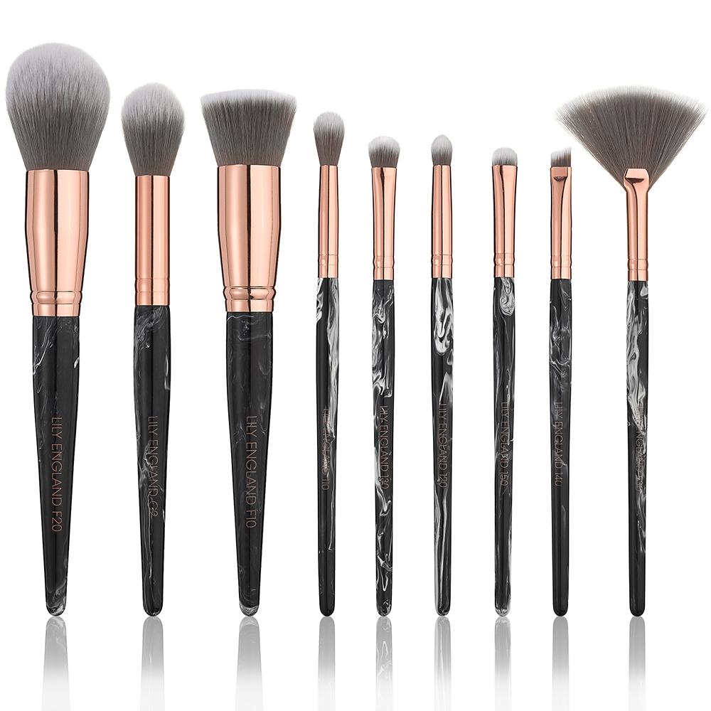 Black Marble Luxe Makeup Brush Set - Rose Gold | Vegan | Lily England